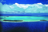 Anflug auf die Lagune v. Aitutaki